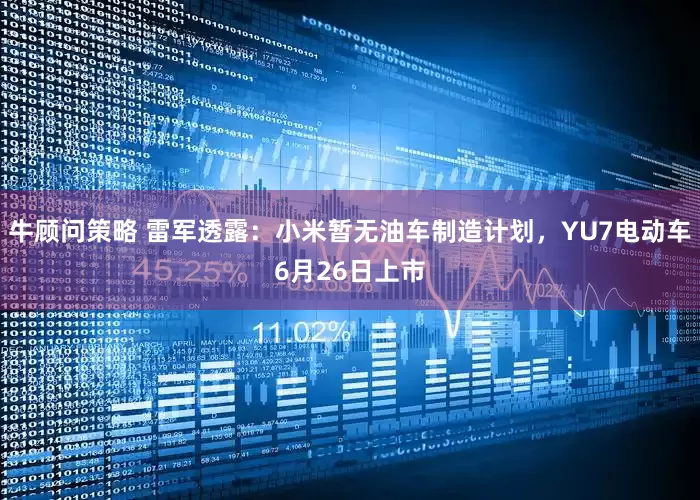 牛顾问策略 雷军透露：小米暂无油车制造计划，YU7电动车6月26日上市