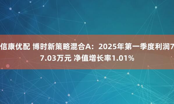 信康优配 博时新策略混合A：2025年第一季度利润77.03万元 净值增长率1.01%